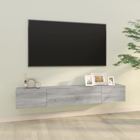Tv-meubel Cugel wandgemonteerd 100x30x30 cm hout grijs