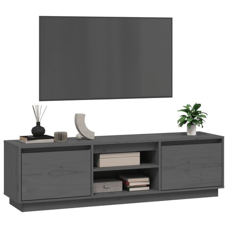 Tv-meubel Amber 140x35x40 cm massief grenenhout grijs