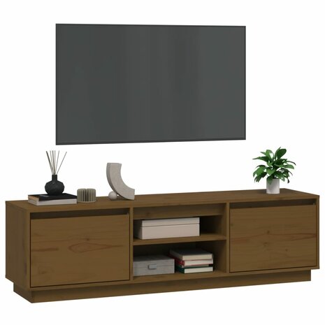 Tv-meubel Amber 140x35x40 cm massief grenenhout honingbruin