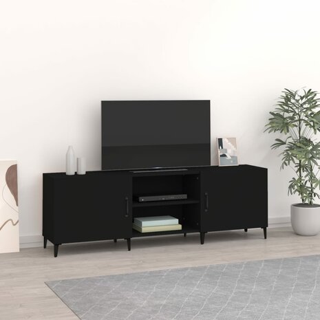 Tv-meubel Max 150x30x50 cm bewerkt hout zwart