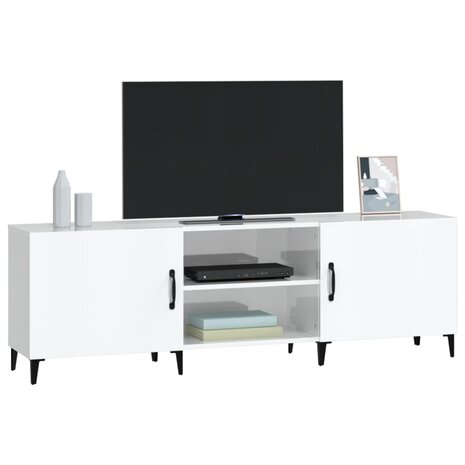 Tv-meubel Max 150x30x50 cm bewerkt hout hoogglans wit