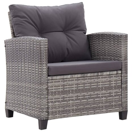 Loungeset Comfort met kussens poly rattan donkergrijs