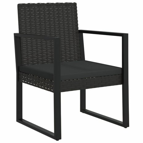 Tuinset Olivia lounge met kussens poly rattan zwart