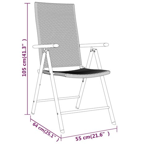 Tuinset Erik zwart tafel 80x80 cm met 4 stoelen