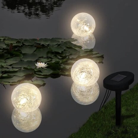 Tuinlamp set 3 st. Vijververlichting Drijvende Bollen Led