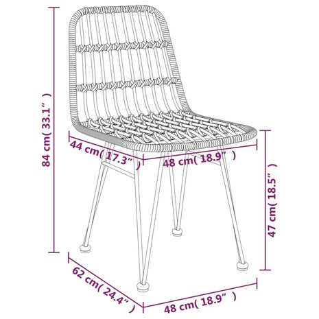 Tuinset Hansa Poly Rattan blank tafel met 4 stoelen