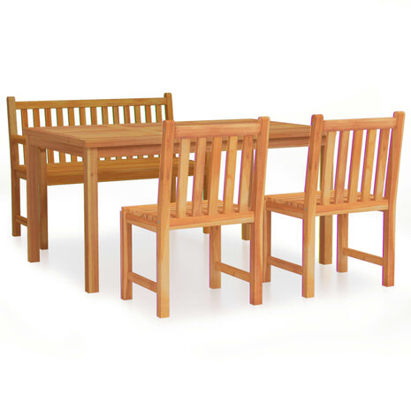 Tuinset Match massief teakhout tafel met bank en 2 stoelen