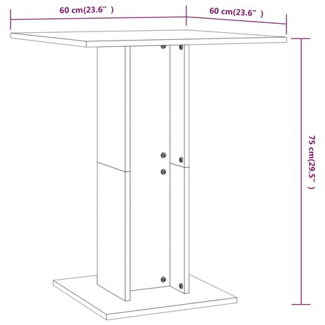 Bistrotafel 60X60X75 Cm Bewerkt Hout Bruineikenkleurig