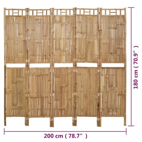Kamerscherm Bamboe 5-delig 200X180 Cm Bamboe