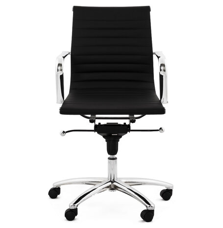 Prachtige design office chair zwart kunstleer met chroom