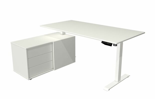 Kerkmann - Zit sta bureau Move-1 160x80cm wit met witte poten en archiefkast