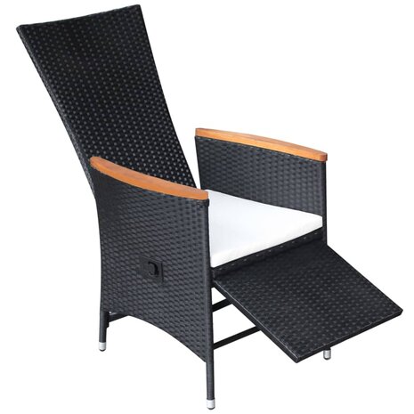 Tuinset Carla Zwarte verstelbare stoelen met bruine tafel