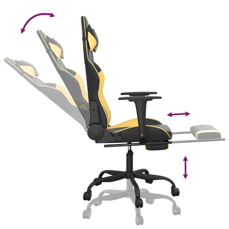 Gamestoel - Gaming stoel - Game stoel - Champion - Goud - met voetensteun