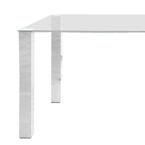 Eettafel Sartre glas met chroom 90x180cm