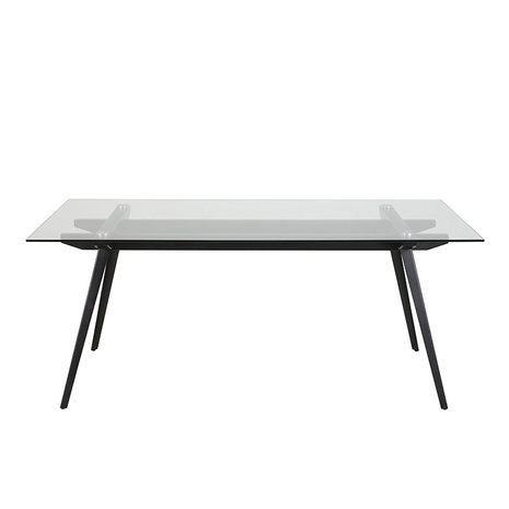 Eettafel Monti tafel helder glas met zwart metaal