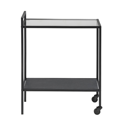 Meubelen-Online - Bijzettafel Honkytonk trolley met glas vooraanzicht