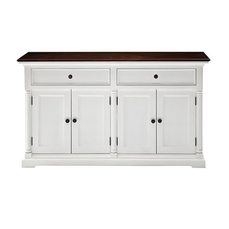 Nova solo - Buffetkast Maisonette wit 4 deuren 2 lades bruin blad
