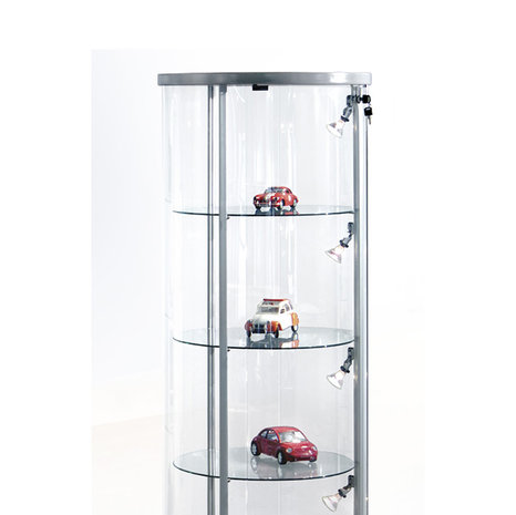 Vitrinekast glas rond glasvitrine met slot detail