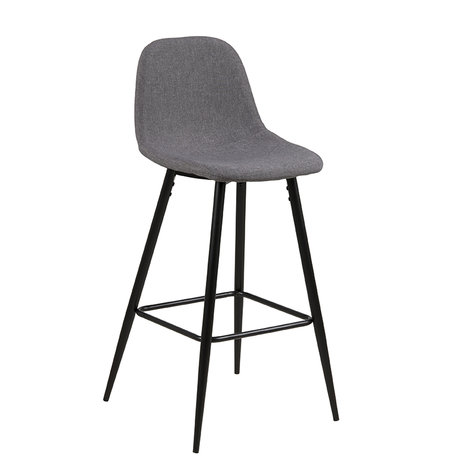 Meubelen-Online - Counter chair Fred barkruk grijs met zwarte poten