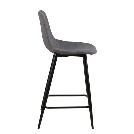 Meubelen-Online - Counter chair Fred barkruk grijs met zwarte poten zijaanzicht