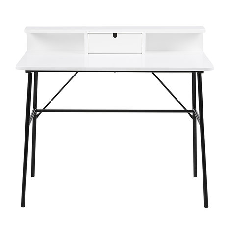 Meubelen-Online - Bureau Minx wit met zwart design vooraanzicht