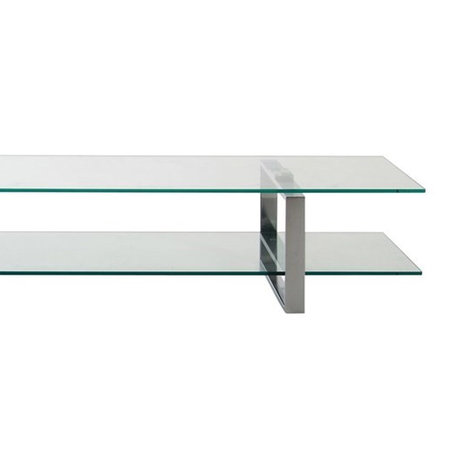 Meubelen-Online - TV-tafel Magnus glas met chroom TV-meubel detail