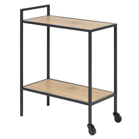 Meubelen-Online - Bijzettafel Honkytonk trolley met hout zijaanzicht