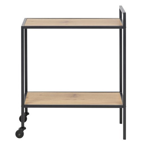 Meubelen-Online - Bijzettafel Honkytonk trolley met hout vooraanzicht
