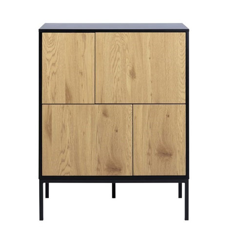 Meubelen-Online - Buffetkast Honkytonk zwart met hout highboard vooraanzicht
