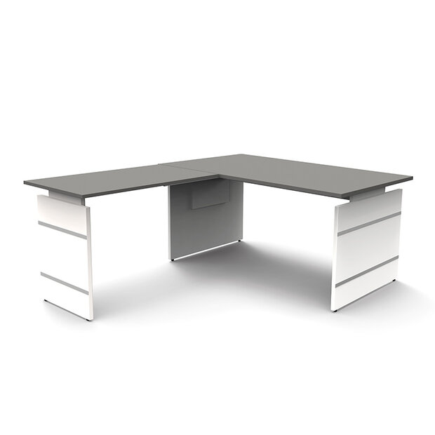 Meubelen-Online - Hoekbureau Office desk 160cm grijs hoogte verstelbaar