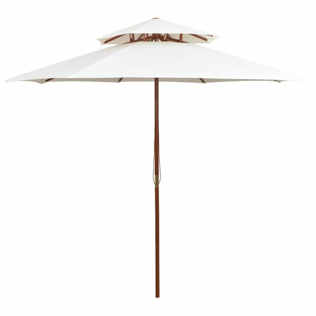 Meubelen-Online - Parasol Dubbeldekker 270x270 cm houten paal cr&egrave;mewit