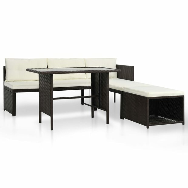Meubelen-Online - Loungeset Compact dining poly rattan bruin