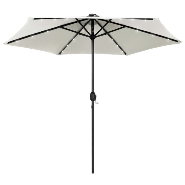 Meubelen-Online - Parasol met LED-verlichting en aluminium paal 270 cm zandwit