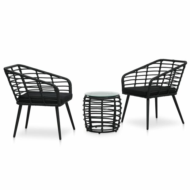 Meubelen-Online - Tuinset Cava Bistroset poly rattan zwart