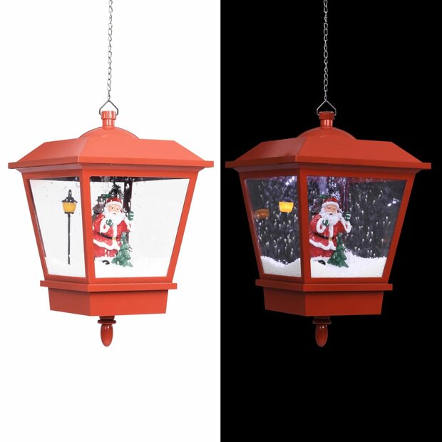 Kersthanglamp met LED-lamp en kerstman 45 cm rood