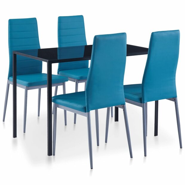 Eethoek Manders blauw 105x60cm met 4 stoelen