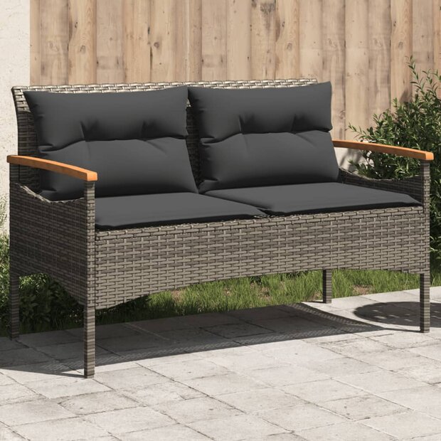 Tuinbank Esmee met kussens 116x62,5x74 cm poly rattan grijs