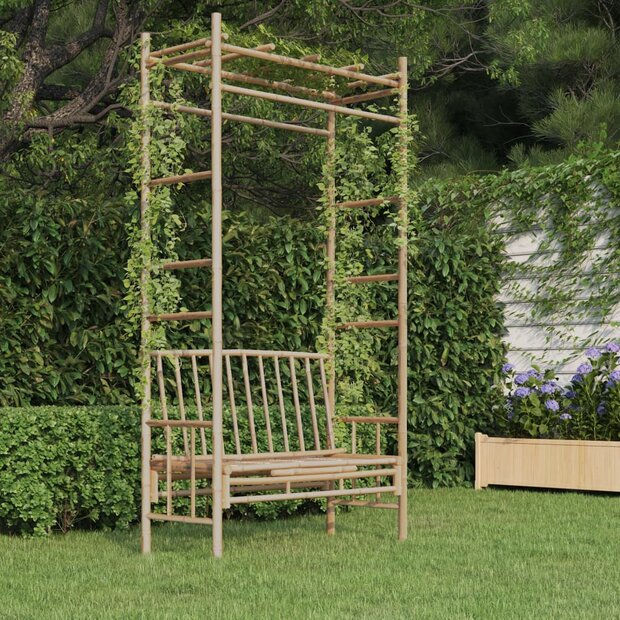Tuinbank met pergola 220x116 cm bamboe