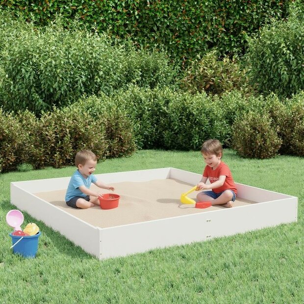 Zandbak met bankjes vierkant massief grenenhout wit