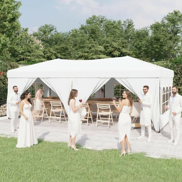 Partytent Festival inklapbaar met zijwanden 3x6 m wit