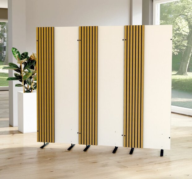 Kerkmann - Roomdivider Oxford - wit met eiken - geluiddempend kamerscherm