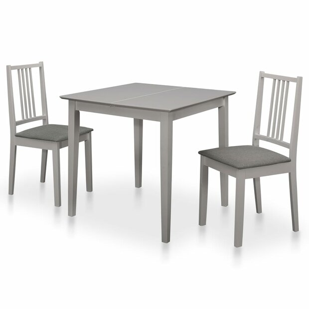 Eethoek Eric - grijs hout - tafel verlengbaar 80-120 cm - met 2 stoelen