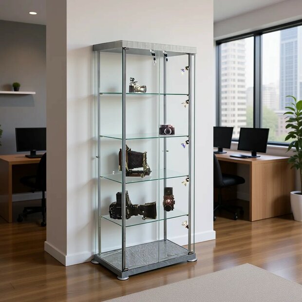 Vitrinekast glas rechthoekig glasvitrine met slot