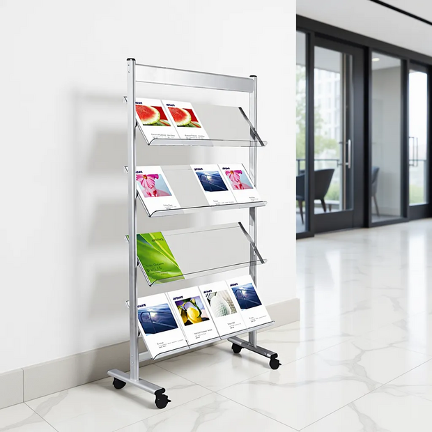 Kerkmann - Folderhouder Switch large vloer display op wielen