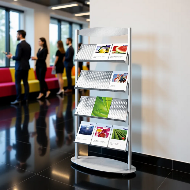 Kerkmann - Folderhouder Ovaloffice vloer display op wielen