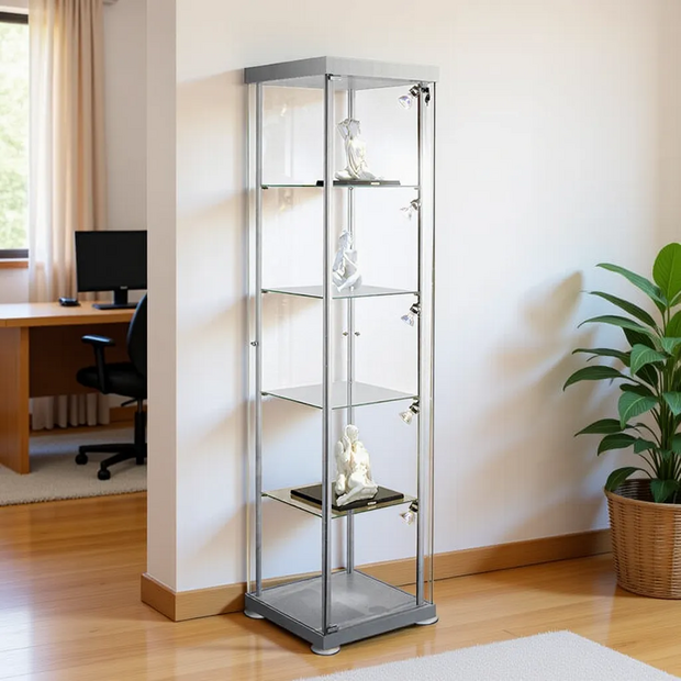 Vitrinekast glas vierkant glasvitrine met slot