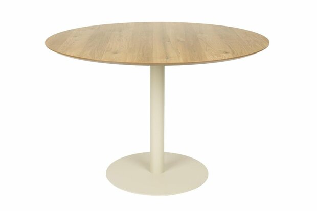 Eettafel Steven rond 110x110 cm - licht bruin eiken hout met metaal