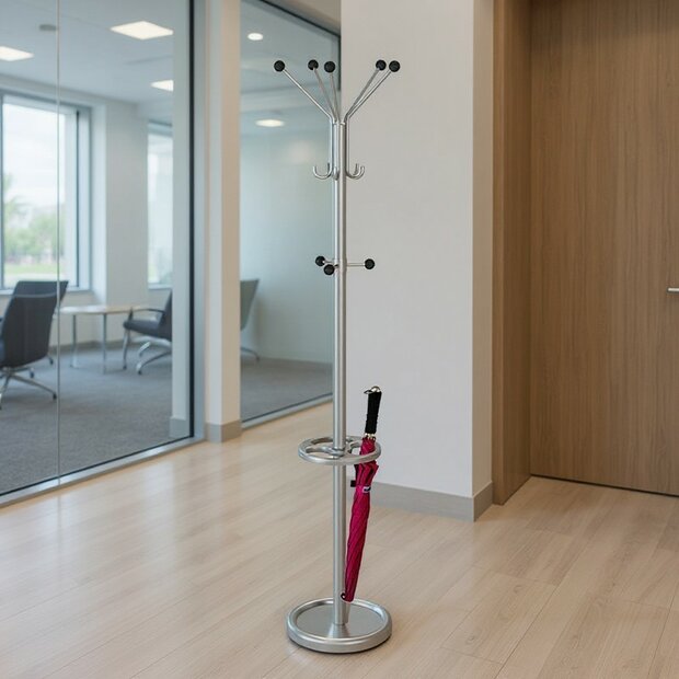 Kerkmann - Kapstok Madrid metaal alugrijs staande kapstok