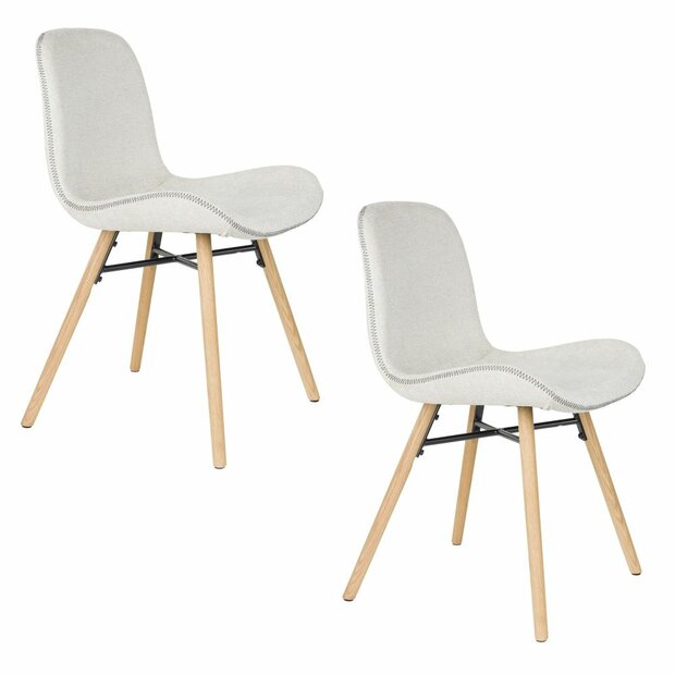Eetkamerstoel Lester beige - Set 2 - gevlochten zitting - metalen poten 