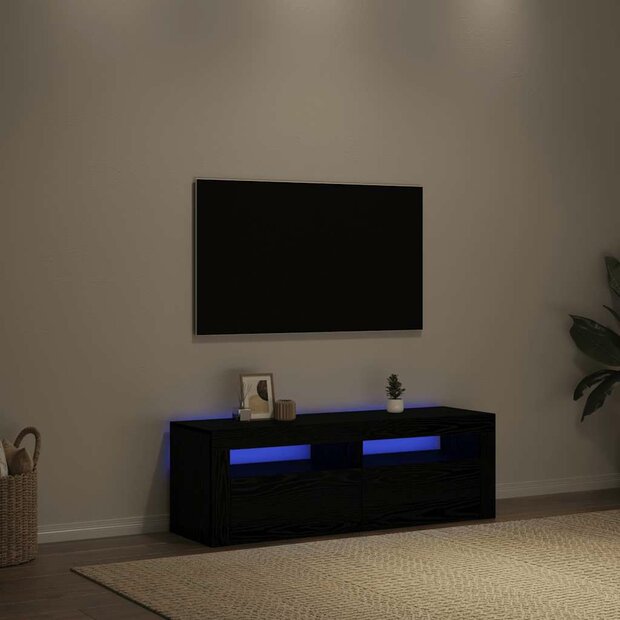 Tv-meubel Alpha met LED 120x35x40 cm hout zwart eiken